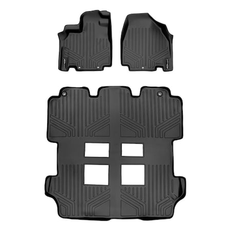 Smartliner SA0103-B0103 Custom Fit 3 Row Floor Mats Liner Set for 2011-2017 Honda Odyssey - All Models, Black SA0103/B0103